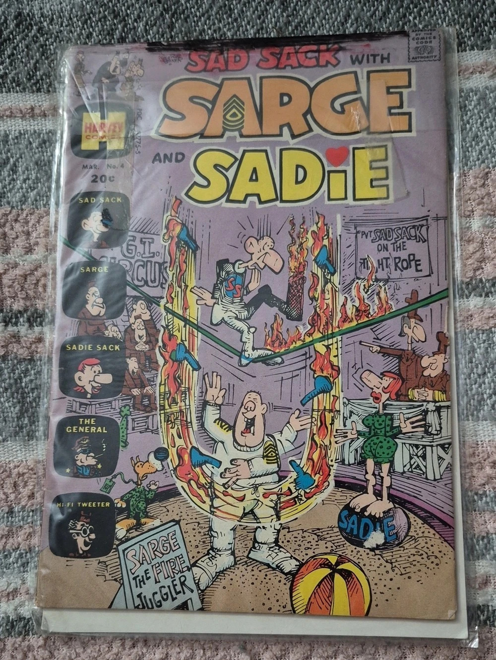 Harvey Comics Sad Sack with Sarge and Sadie No. 4 Vintage Poster Purple & Yellow